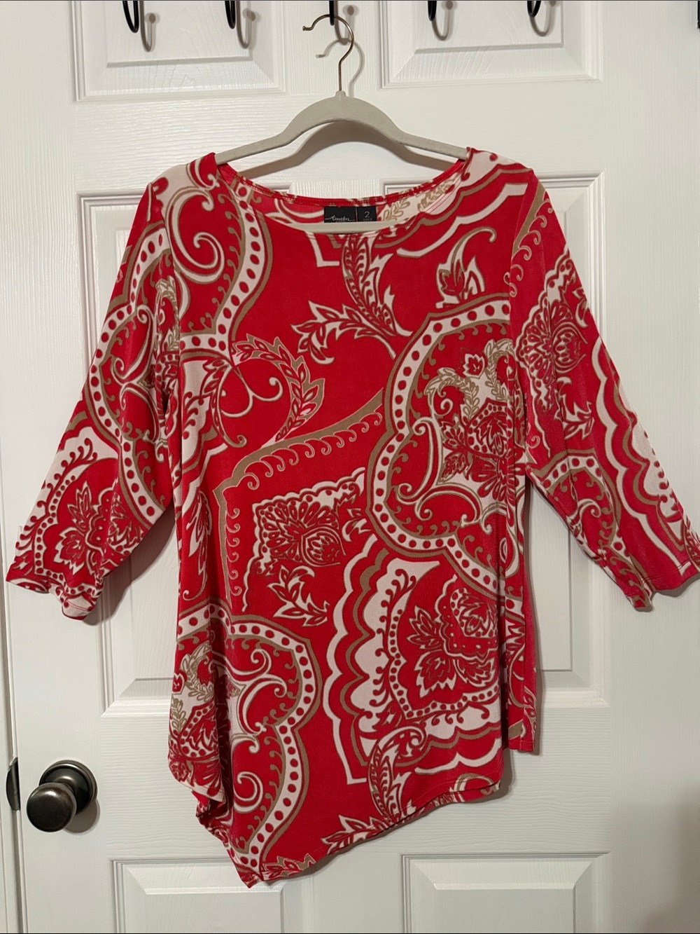 Chico's Bold Red Print Tunic Top